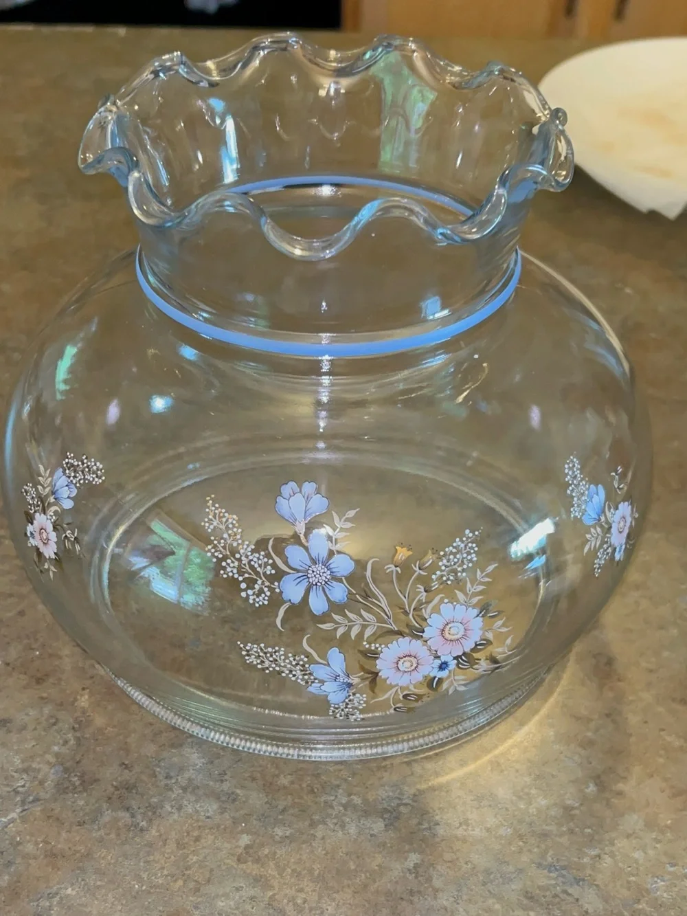 Vintage Gone with Wind Style Hurricane Lamp handpainted floral motif 3 Way Light